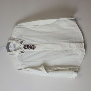 Vintage PORTRAITS by NORTHERN ISLES PETITES Cream Embroidered Paisly Blouse